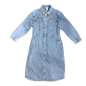 NWT Denim Button-Front Midi Dress | Size 16